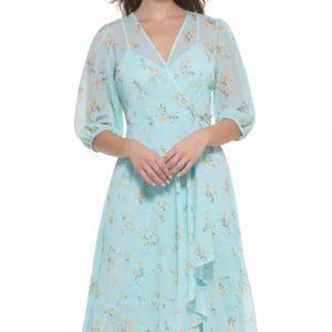 Women's Floral-Print Chiffon High-Low Maxi Dress